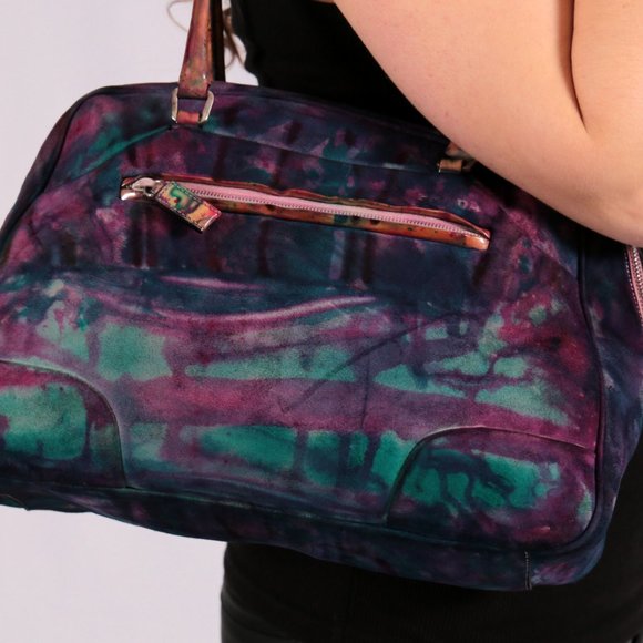 vintage Prada suede leather purse Matinee bowling Black navy green red purple - Picture 2 of 16